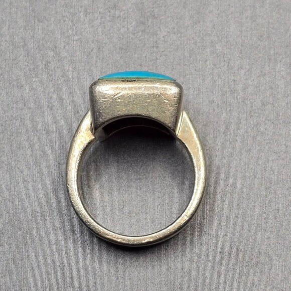 VTG Southwestern Sterling Silver Kingsman Turquoise Ring 4.5 Signed PD - Picture 4 of 10